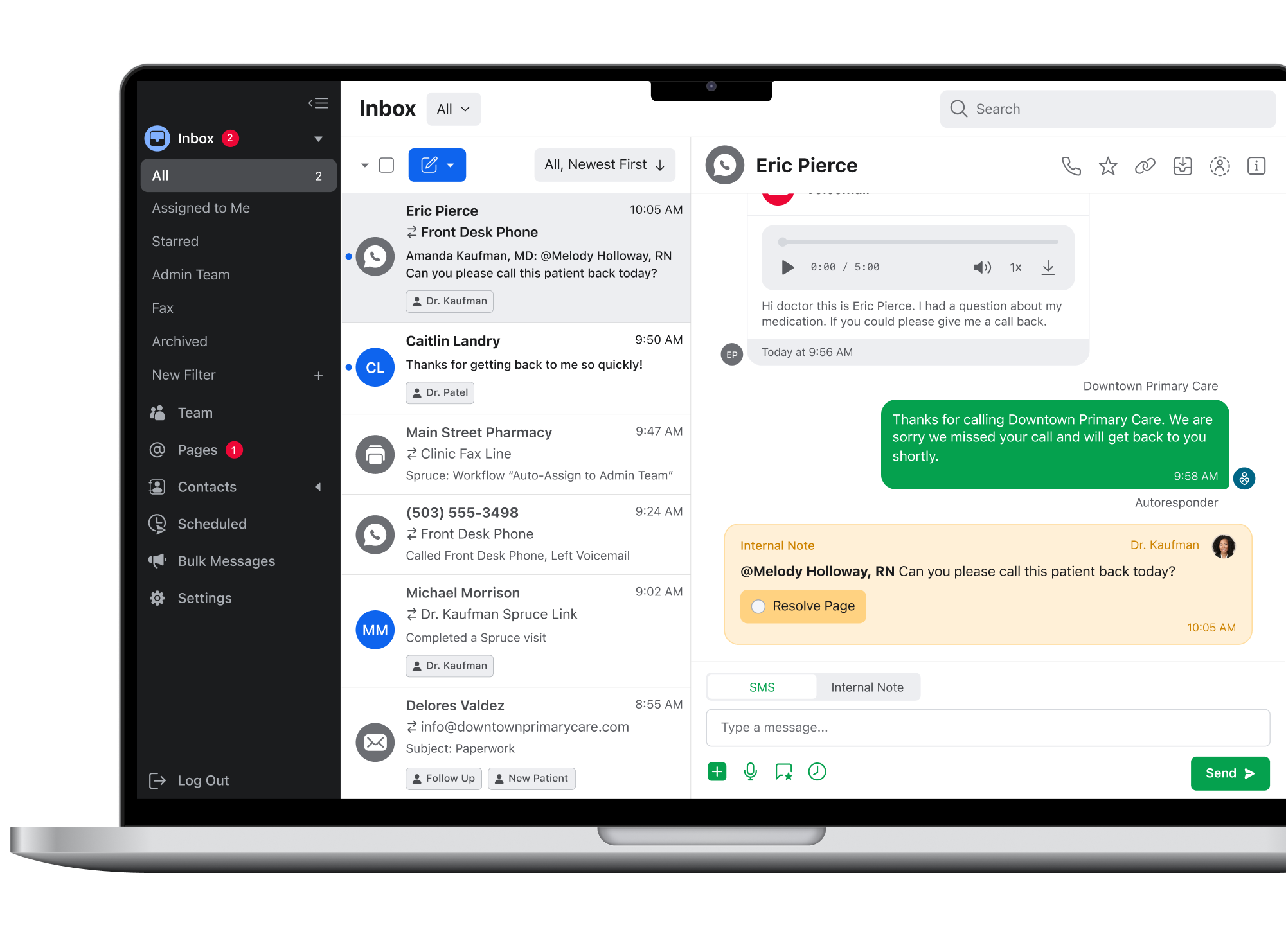 Spruce app running on a laptop